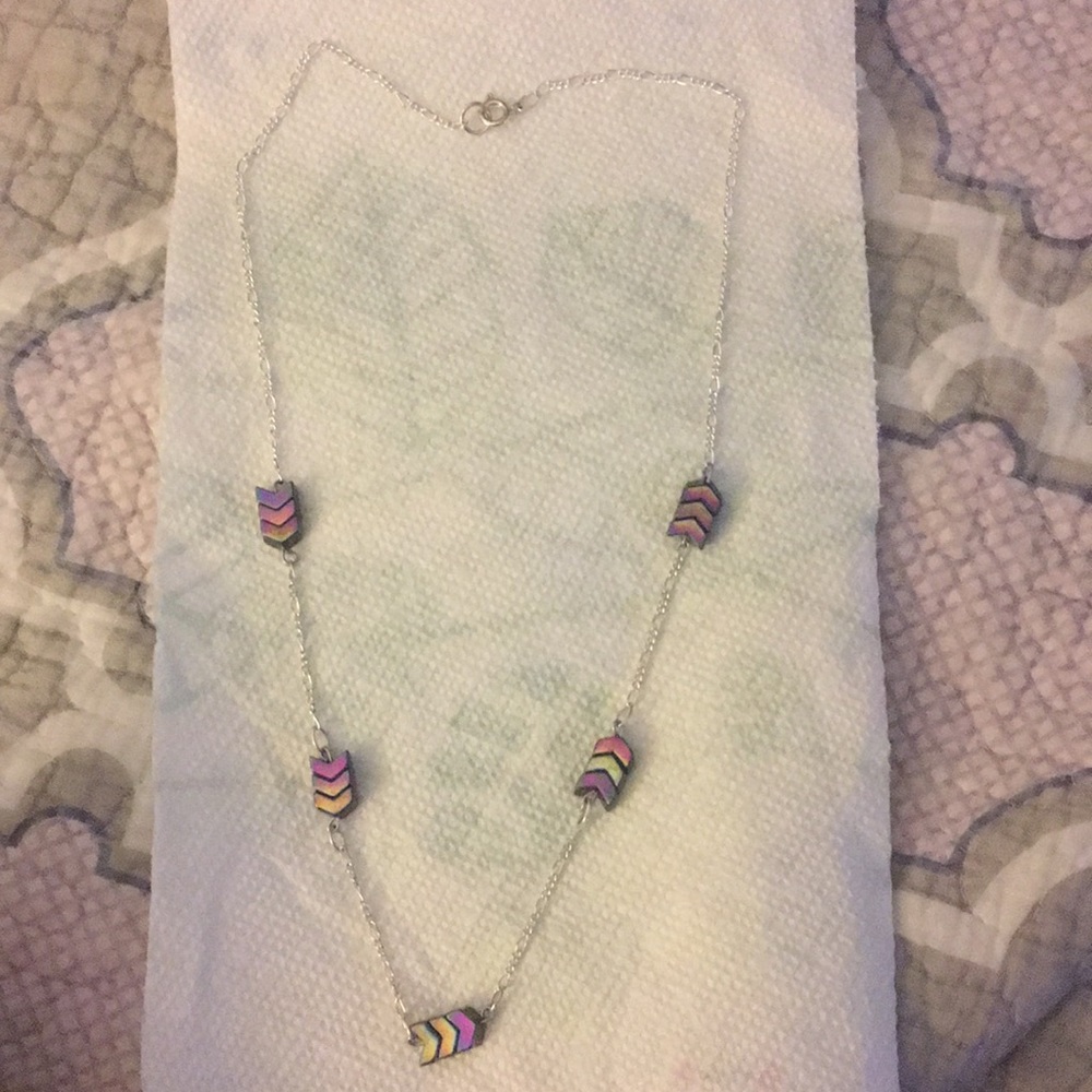 22” chevron and sterling silver necklace.